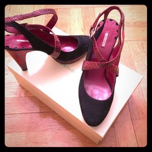 MaxStudio Unity Black Suede and Red Snake Shoe